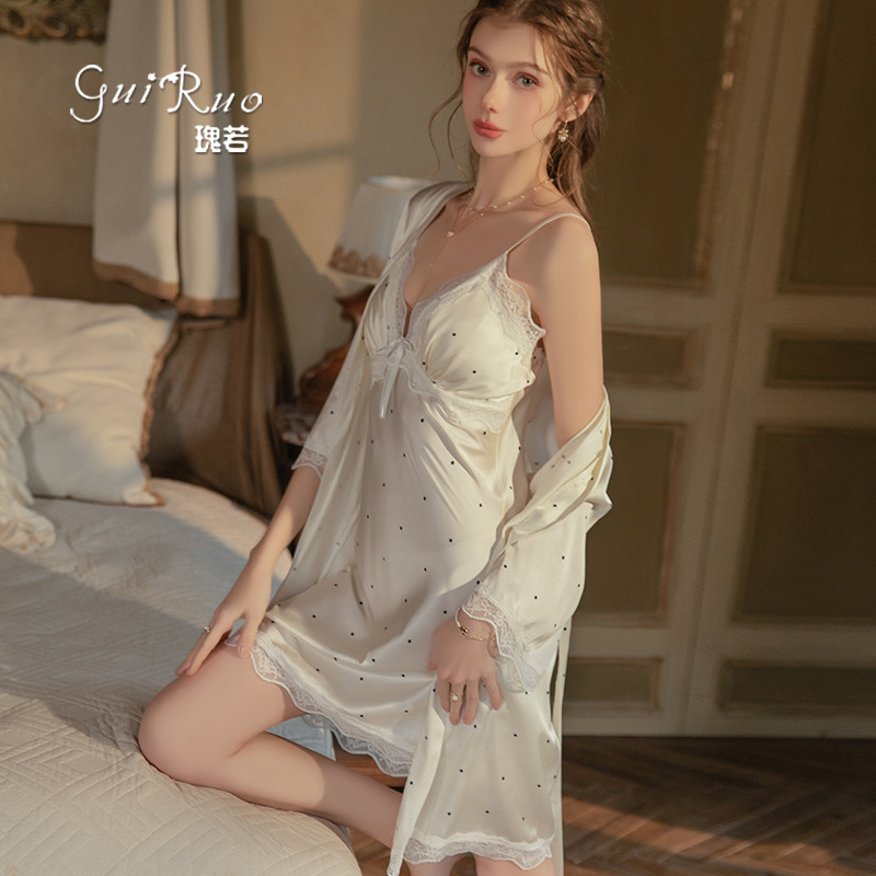 ชุดนอนสายเดี่ยวผ้าซาตินไอซ์ซิล - Robe Silk Women บทวิจารณ์และราคา
