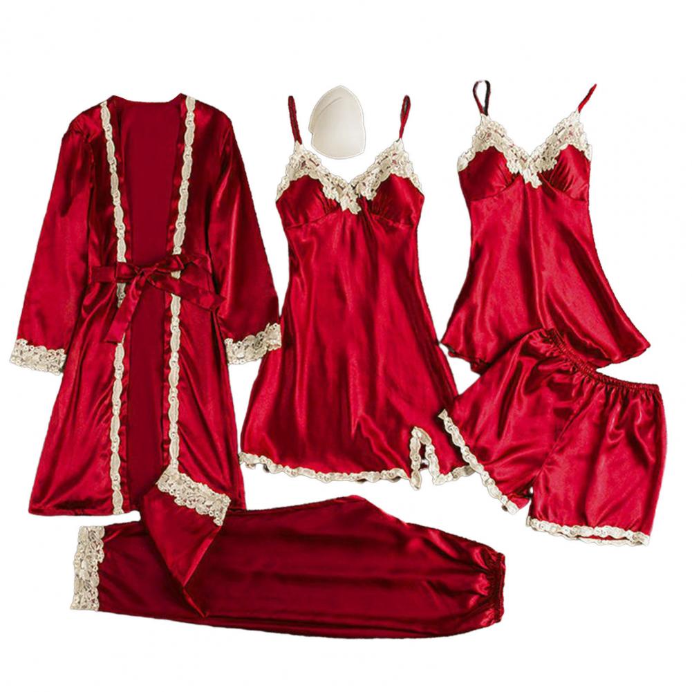 เซ็ตชุดนอนผ้าไหมคล้ายผ้าซาตินล - Robe Silk Women บทวิจารณ์และราคา